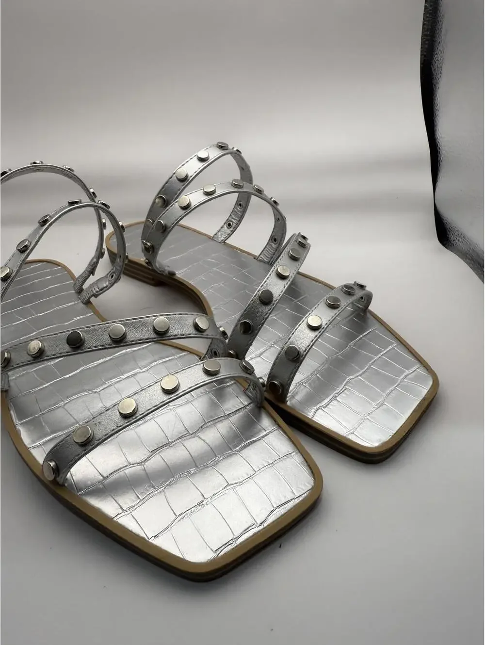 Silver Studded Strappy Women's Sandals size 9